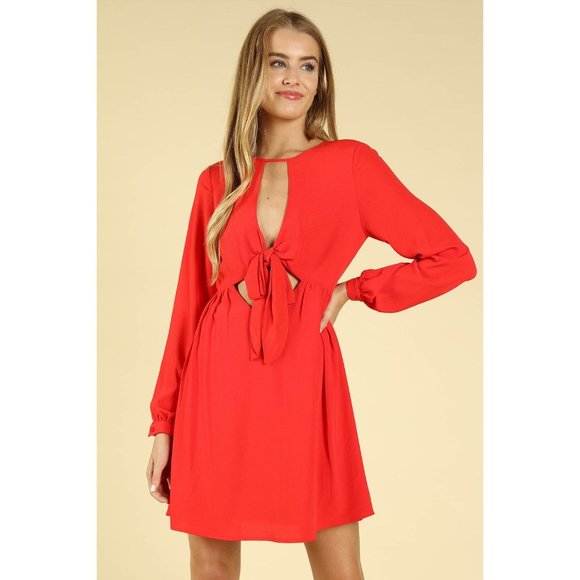 Honey Punch Dresses & Skirts - Honey Punch Cut Out Dress, Red